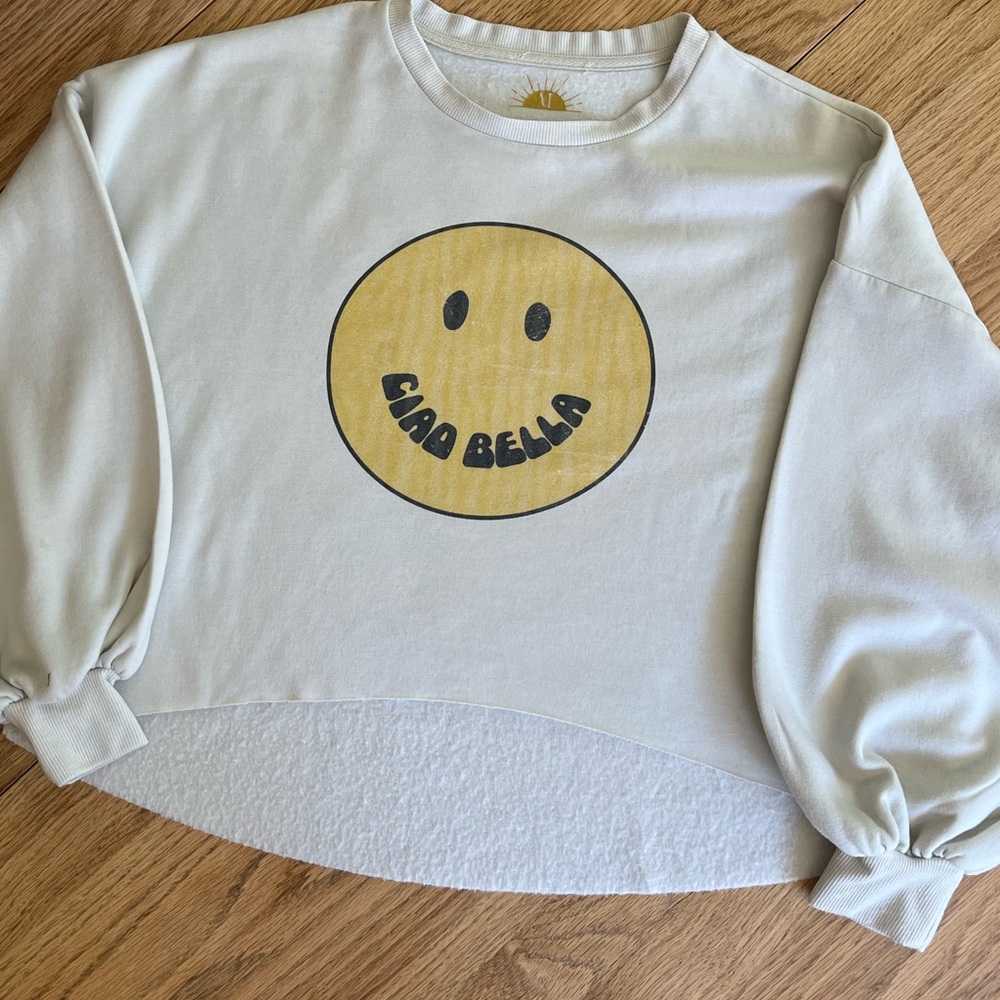 Cropped buttery soft smile sweatshirt.